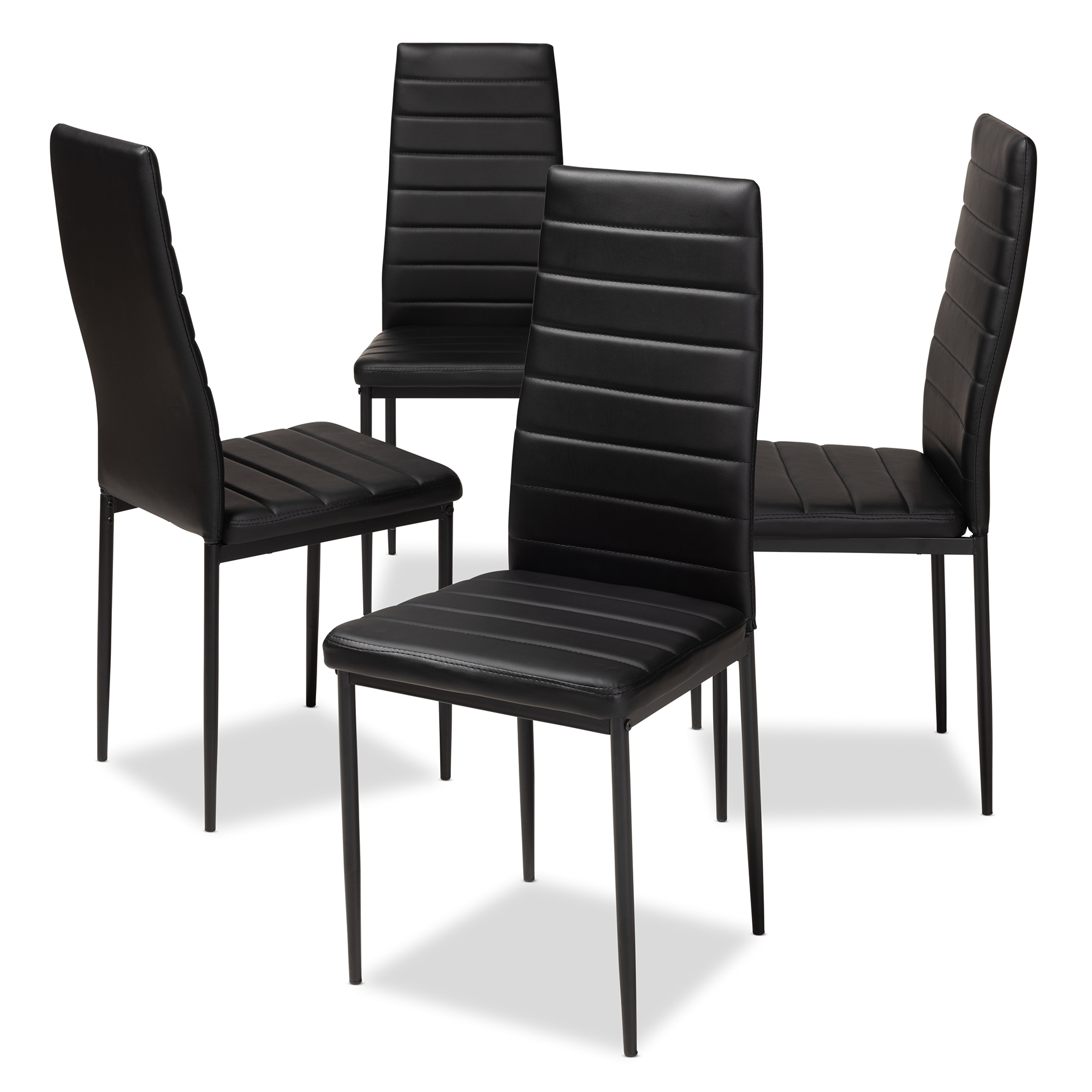 Baxton Studio Armand Modern and Contemporary Black Faux Leather Upholstered Dining Chair (Set of 4)